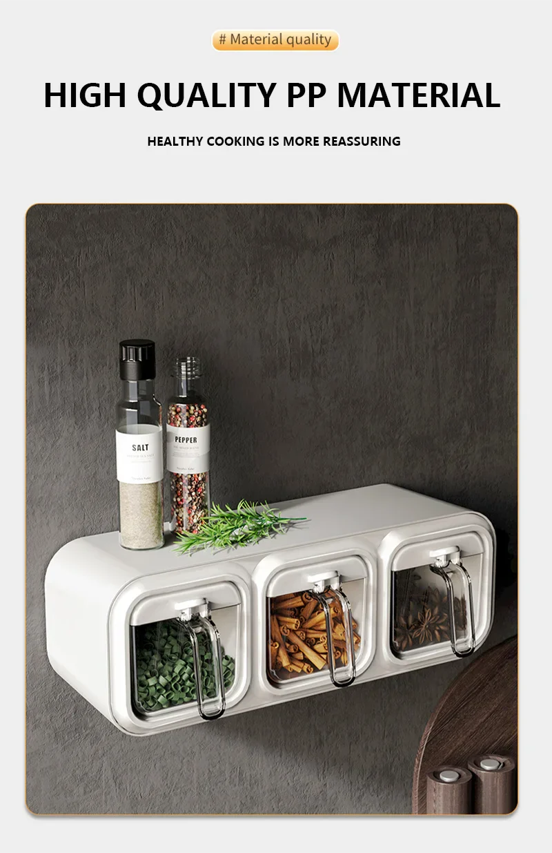 Wall Mounted Kitchen Seasoning Box – Condiment & Spice Storage Organiser